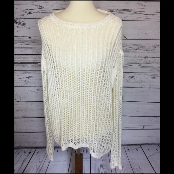 Elan Resort Wear Off White Open Knit Sweater - Picture 2 of 4